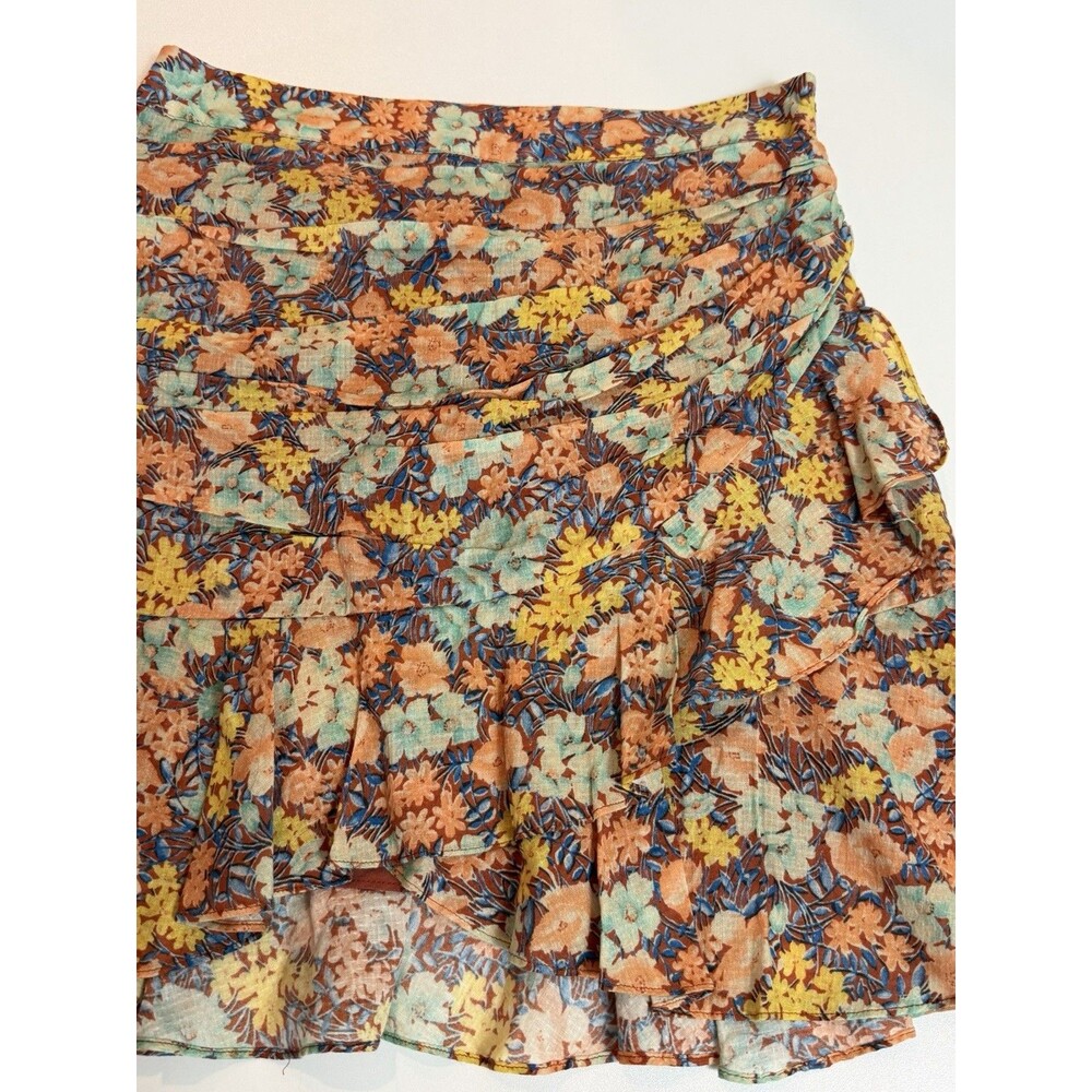 Veronica Beard Floral Ruffle Mini Skirt Womens Size 4 100% Cotton Boho